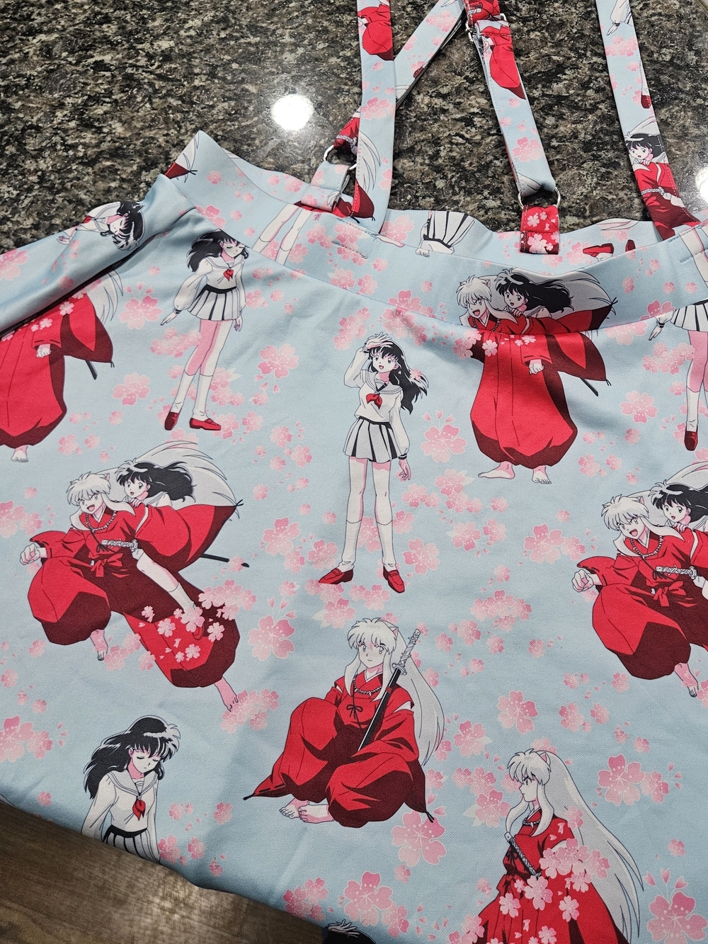 HOT TOPIC INUYASHA SUSPENDER SKIRT Size XL BLUE KAGOME INUYASHA SKATER SKIRT